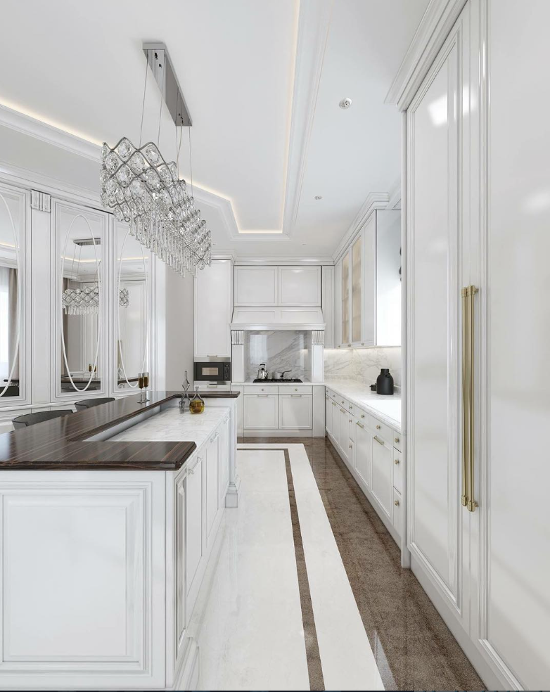 Luxury white kitchen with custom cabinetry