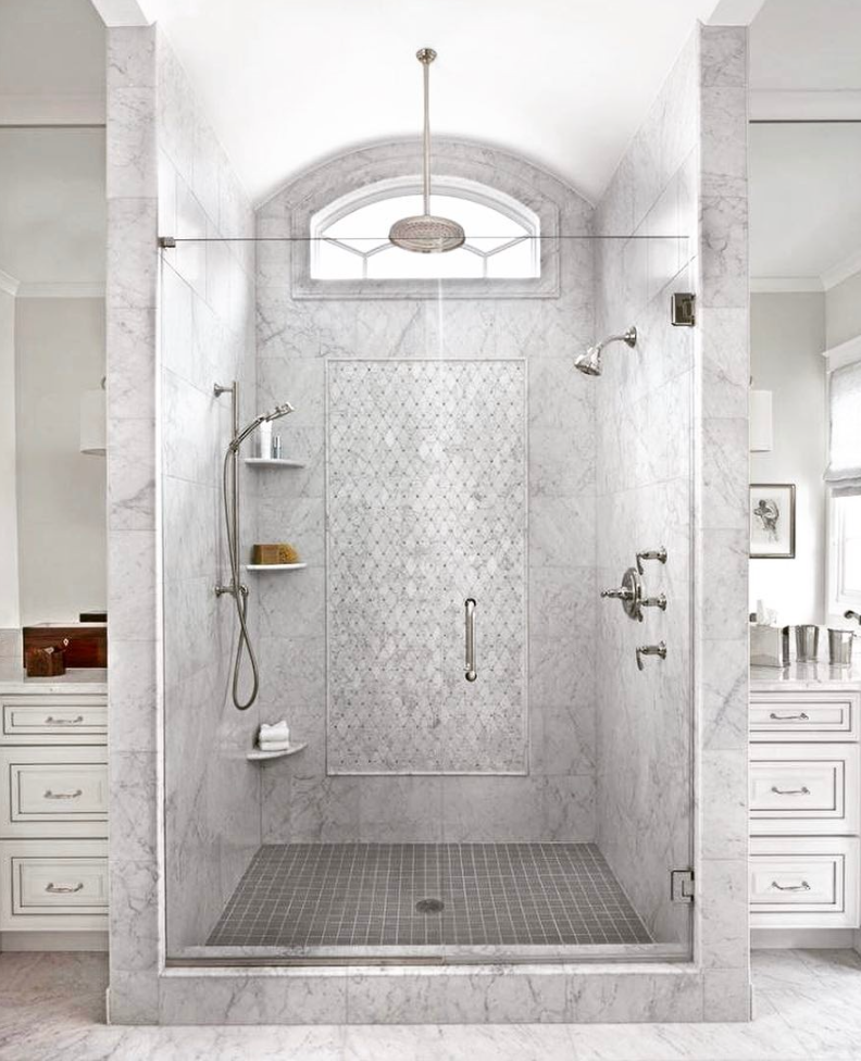 Marble bathroom shower installation
